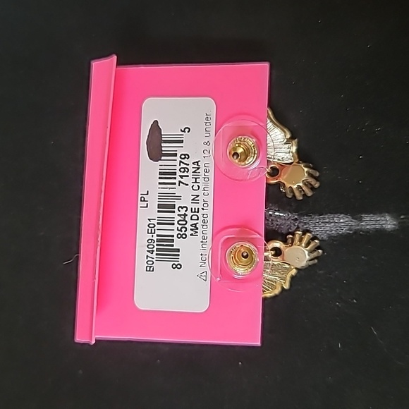 New Vintage! BETSEY JOHNSON Leaping Leopards Collection Bow Earrings. - Picture 6 of 6